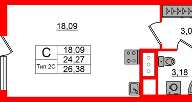 Студия, 24&nbsp;м²