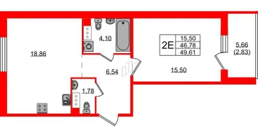 1-к. квартира, 48&nbsp;м²