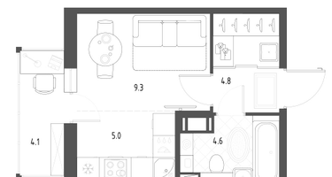 Студия, 25 м²