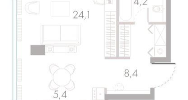 Студия, 43 м²