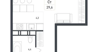 Студия, 29&nbsp;м²