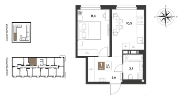 1-к. квартира, 32&nbsp;м²