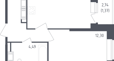 1-к. квартира, 36&nbsp;м²