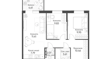 2-к. квартира, 56 м²