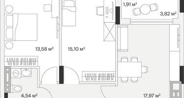 2-к. квартира, 62&nbsp;м²