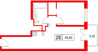1-к. квартира, 40&nbsp;м²