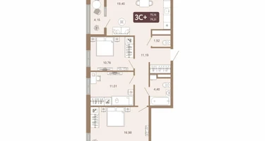 3-к. квартира, 79&nbsp;м²