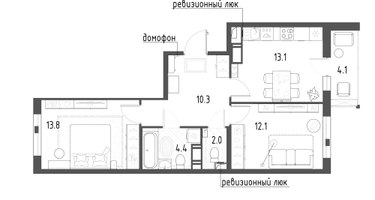 2-к. квартира, 58&nbsp;м²