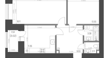 2-к. квартира, 56 м²
