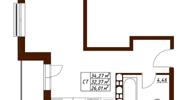 Студия, 34&nbsp;м²