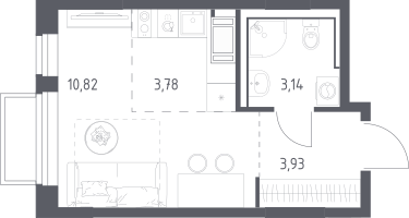 Студия, 21&nbsp;м²