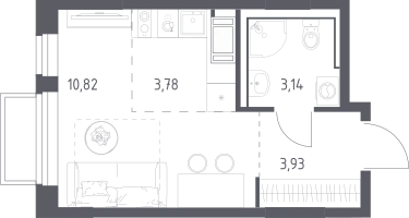 Студия, 21&nbsp;м²