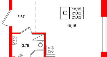 Студия, 25&nbsp;м²