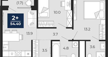 2-к. квартира, 52&nbsp;м²