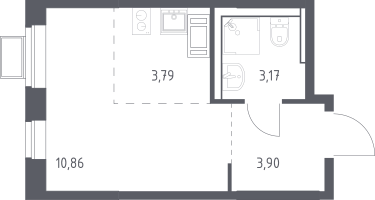Студия, 21&nbsp;м²