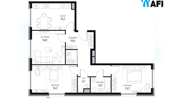 3-к. квартира, 77 м²