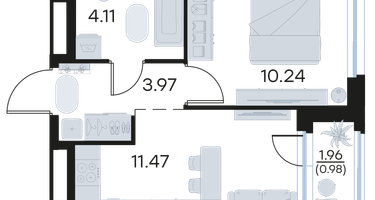 1-к. квартира, 30&nbsp;м²