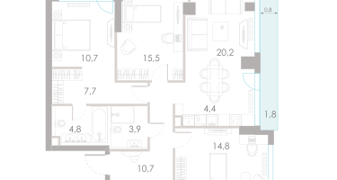 4-к. квартира, 95&nbsp;м²