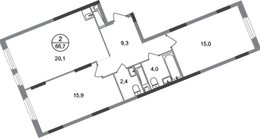 2-к. квартира, 66&nbsp;м²