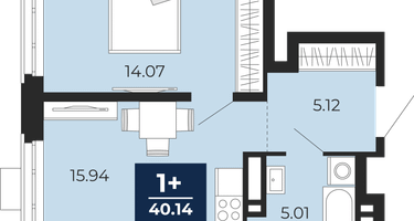 1-к. квартира, 40&nbsp;м²