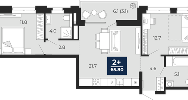 2-к. квартира, 62 м²