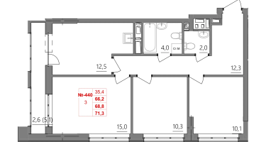 3-к. квартира, 68&nbsp;м²