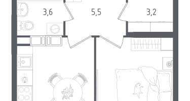 1-к. квартира, 33&nbsp;м²