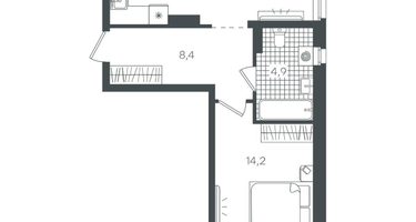 1-к. квартира, 52&nbsp;м²