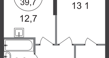 1-к. квартира, 39 м²