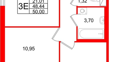 2-к. квартира, 50 м²