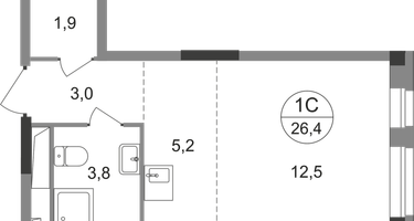 Студия, 26&nbsp;м²