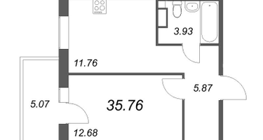 1-к. квартира, 35&nbsp;м²