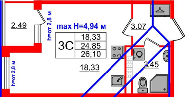 Студия, 24&nbsp;м²