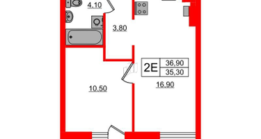 1-к. квартира, 36&nbsp;м²