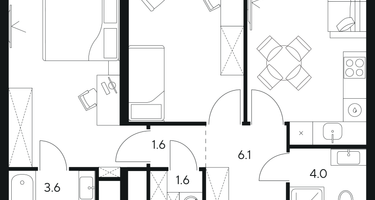 2-к. квартира, 60&nbsp;м²