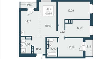4-к. квартира, 100&nbsp;м²