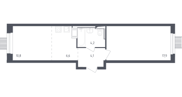 Студия, 43&nbsp;м²