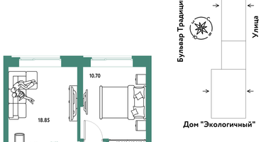 2-к. квартира, 38&nbsp;м²