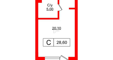 Студия, 29&nbsp;м²