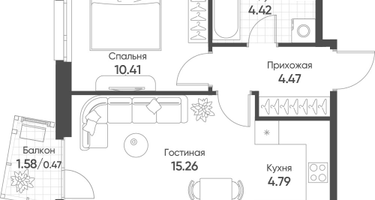 2-к. квартира, 39&nbsp;м²