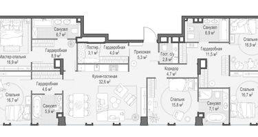 4-к. квартира, 187 м²