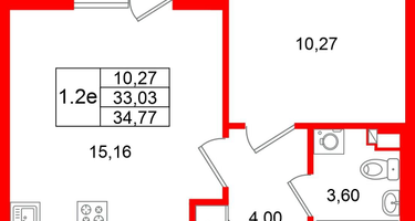 1-к. квартира, 33 м²