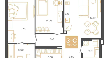 3-к. квартира, 79&nbsp;м²