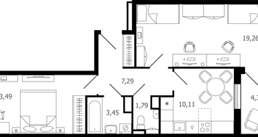 2-к. квартира, 57&nbsp;м²