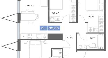 3-к. квартира, 68&nbsp;м²