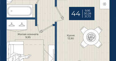 1-к. квартира, 31 м²