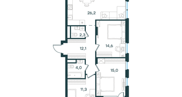 3-к. квартира, 87&nbsp;м²