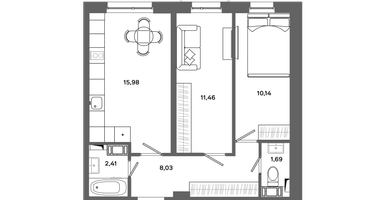 2-к. квартира, 49&nbsp;м²