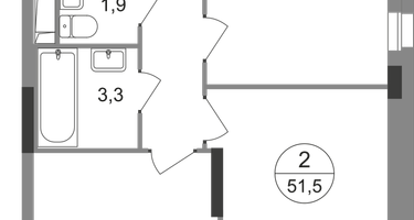 2-к. квартира, 51&nbsp;м²