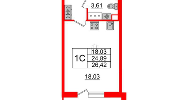 Студия, 24&nbsp;м²